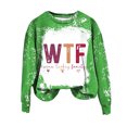 thumbnail image 1 of Rbaofujie Chandails pour Femmes Mode Automne Chandails Décontractés Imprimés Col Rond Manches Longues Hauts Amples Chandails en Molleton Verts Chandail à Capuchon pour Filles, 1 of 3