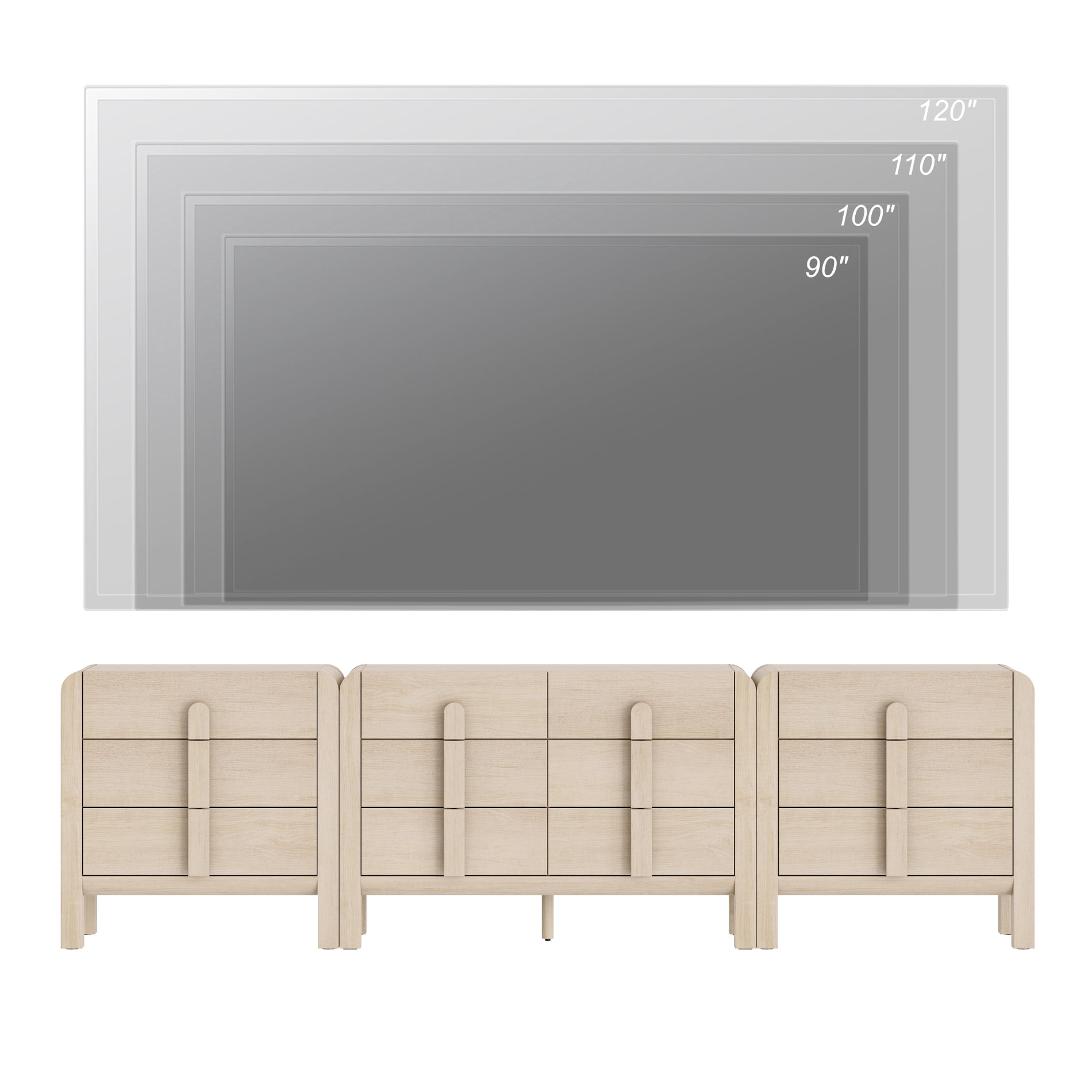 Modern Dresser TV Stand for TVs up to 120 inch, 3-in-1 Mid Century Entertainment Center with Storage, Wood Media Console Table with 12 Drawers for Living Room Bedroom
