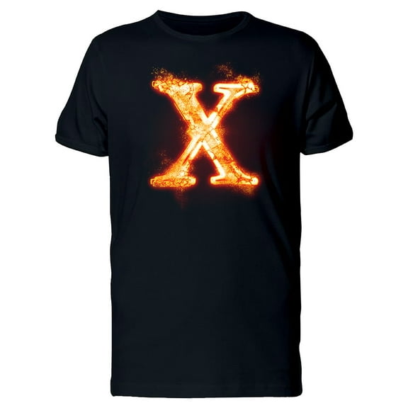 Fiery Font Letter X T-Shirt Men -Image by Shutterstock, Male Large