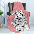 thumbnail image 4 of Dog Soft Flannel Fleece Throw Blanket, Hand Drawn Clutter of Dogs on a Soft Toned Background Funny Animals, Cozy Plush for Indoor and Outdoor Use, 50" x 70", Pale Pink Charcoal Grey, by Ambesonne, 4 of 5