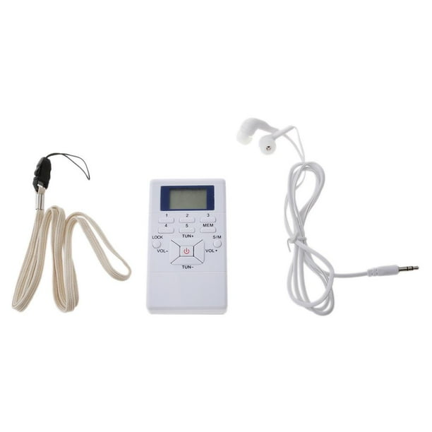 Receptor de radio digital Macarena Mini Portátil LCD FM con auriculares de 3.5 Mm