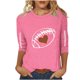 thumbnail image 2 of Heisall Womens Tops 3/4 Sleeve Round Neck Loose Casual Fashion T-Shirts Rugby Print, 2 of 4
