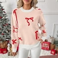 thumbnail image 2 of BangWanChi Womens Sweaters Women's Christmas Fair Isle Knit Sweater with Bow Detail And Embroidery, 2 of 6