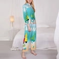 thumbnail image 3 of Hirioo Hello Summer Gnome 1 for Women's Pajama Sets 2 Piece Pjs Women's Long-Sleeved Pajama Set Button Down Sleepwear,S-XXL-XX-Large, 3 of 7