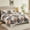 Brown Patchwork Print, variant on Teler Queen Size Quilt Set, 3-Piece Soft Warm Lightweight For All Season Quilt Bedspread Machine Washable Bedding Set with 2-Piece Pillow Shams, 90x90 inch