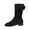 Black Low-Heeled Mid Calf Boots, variant on Knee-High Heeled Boots for Women, Comfortable Slouchy Solid Color Mid-Calf Boots with Bow Detail for Casual Winter Wear