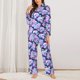 thumbnail image 2 of Balery pinkk flower crystal Skull Conjunto de Pijama con Estampado para Mujer, Conjunto de Dos Piezas con Manga Larga, Ropa de Dormir Suave con Bolsillos, Pijamas Cómodos-XX-Large, 2 of 7
