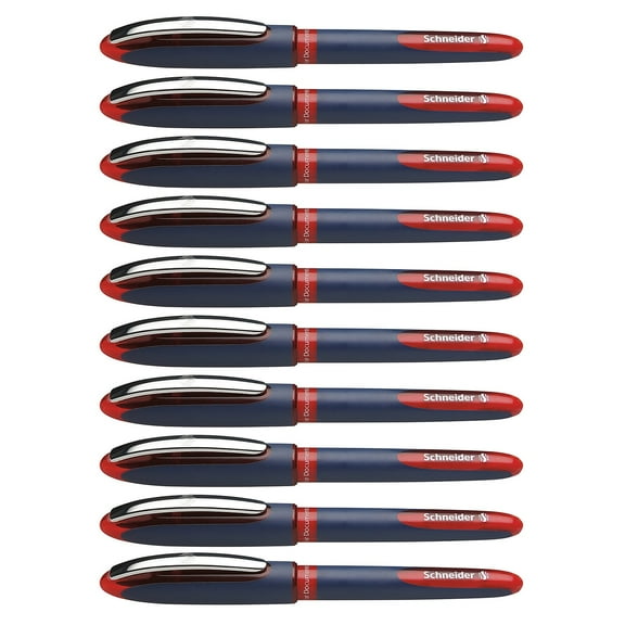 Schneider One Business Rollerball Pens, 0.6mm, Red, Pack of 10
