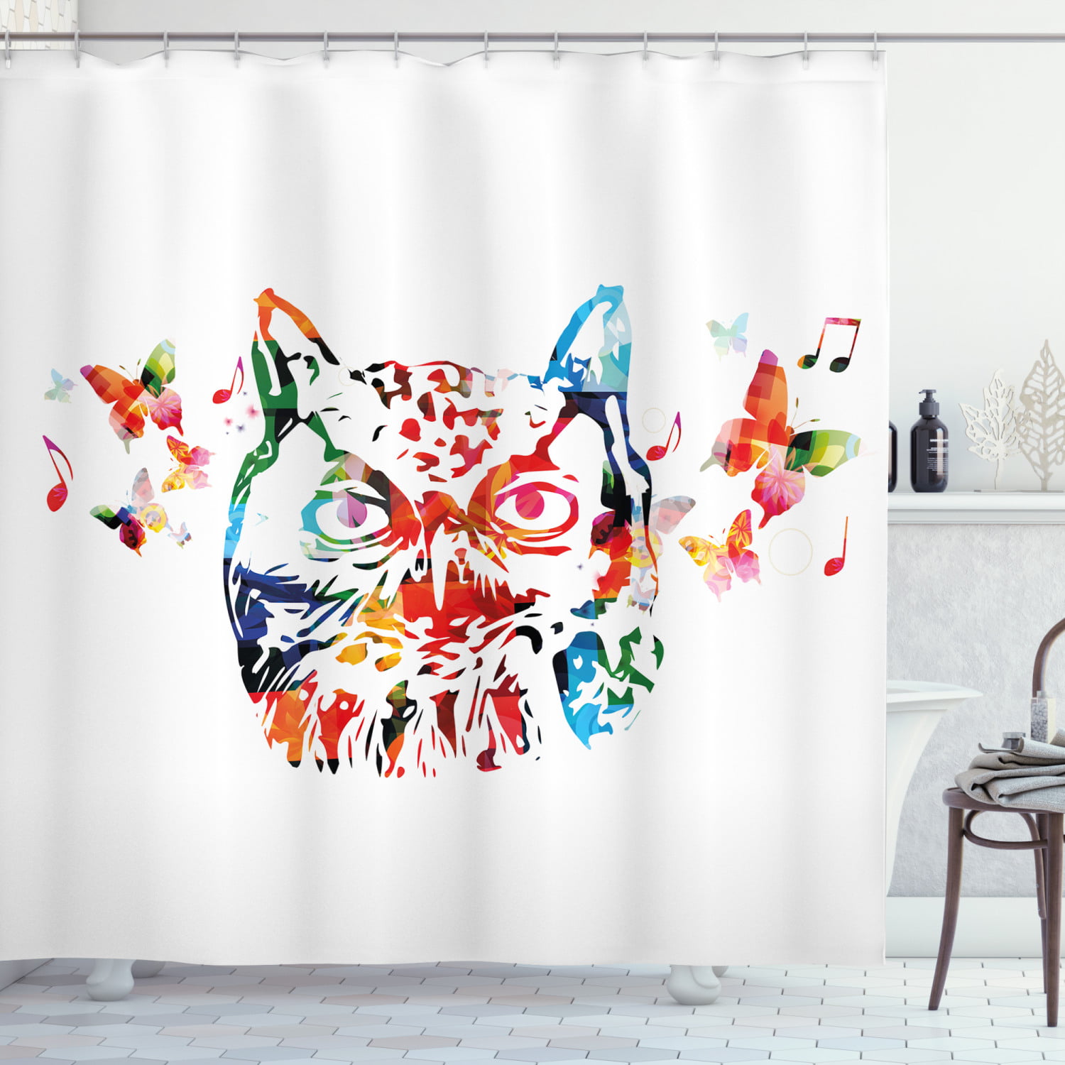Children's Shower Curtain owl pattern Watercolor 3D Painted Waterproof Polyester 