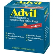 Advil Ibuprofen, 200mg, 50 Packets of 2 Coated Tablets