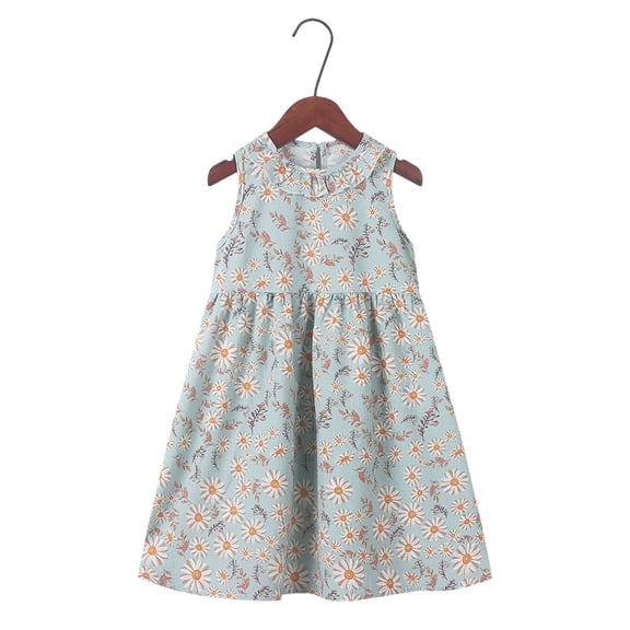 uublik Princess Dresses for Girls Size 3T-10 Sleeveless A-Line Flowy Sundress Kids Casual Tank Dresses Beach Playwear Outfit Navy