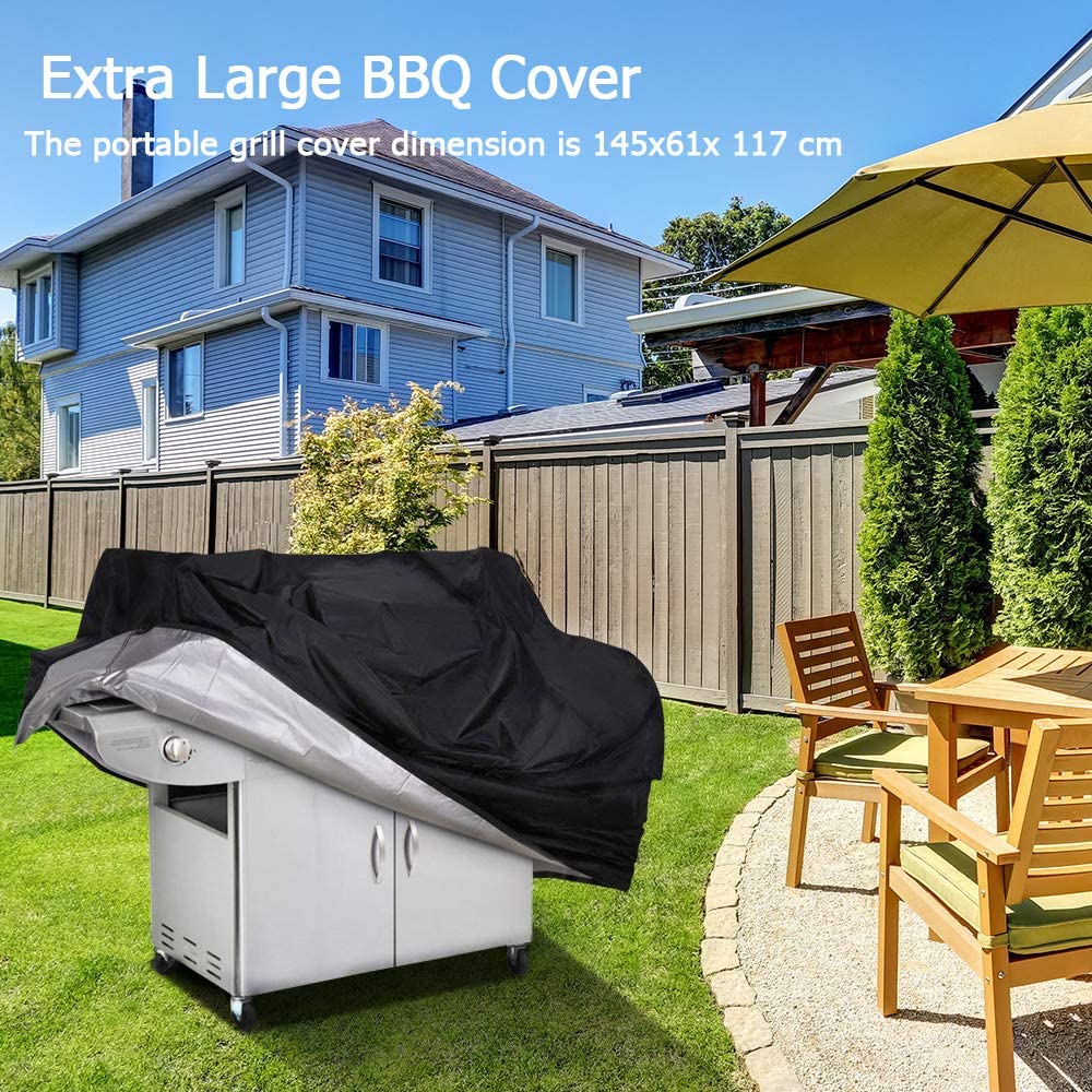 BBQ Grill Cover, 58-inch Waterproof Heavy-Duty Premium BBQ Grill Cover Gas Barbeque Grill Cover -Large((L:58" W: 24" H:46") Black - image 5 of 8