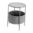 thumbnail image 2 of Mesa auxiliar con cesta de almacenamiento, mesa para bebidas, mesa auxiliar con bandeja extraíble, mesa auxiliar pequeña para sala de estar, balcón y Gris claro, 2 of 10
