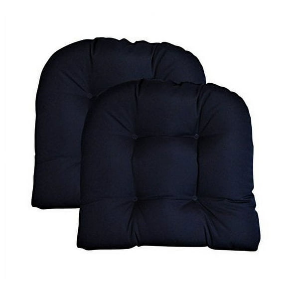 RSH Décor Indoor Outdoor Sunbrella 2 pk Wicker Patio Chair Seat Cushion Pillow Water Resistant Pad - Choose Color (Canvas Navy)