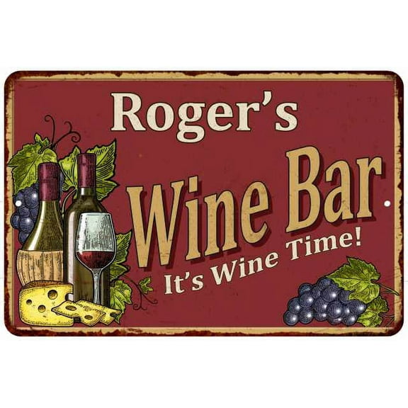 Roger's Red Wine Bar Sign 8 x 12 High Gloss Metal 208120054255