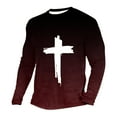 thumbnail image 2 of Zylanna Men's T-Shirts Tee, Long Sleeve Cross Color Block Stretchy Crew Neck Casual Tops for Man Red, 2 of 3