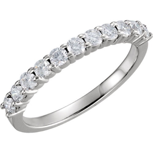 0.90ct Round cut 11 Diamond Anniversary Wedding Band, Size 6, Prong Set, 0.08ct each, Platinum by