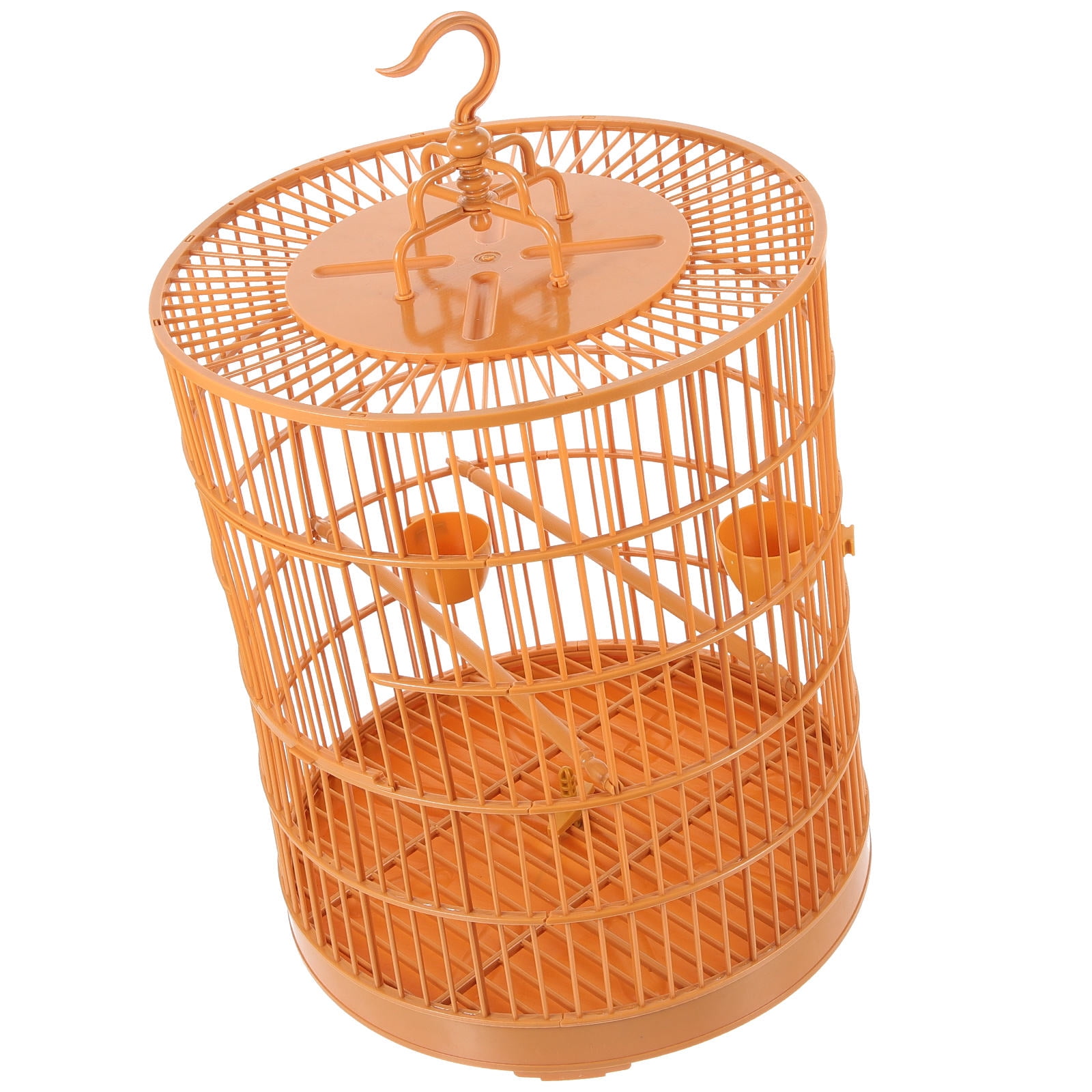 LOLIPPYY Yellow Plastic Hanging Bird Cage Small Animal House for Birds and Pets Versatile Storage and Comfortable Habitat