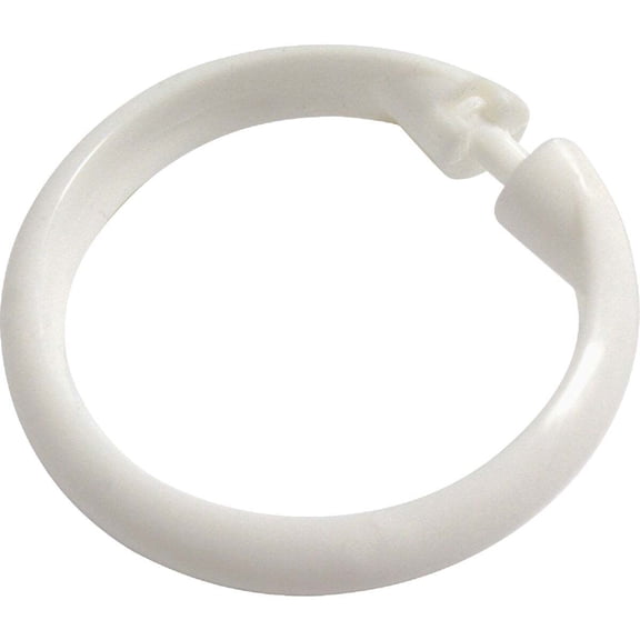 Zenith Zenna Home White Plastic Shower Curtain Ring (12 Count) SSR01WW