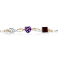 thumbnail image 2 of Gem Stone King Keren Hanan 2.22 Ct E-F Lab Grown Diamond Purple Amethyst 925 Silver and 10K Yellow Gold Bracelet for Women, 2 of 5