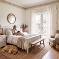 thumbnail image 4 of NICETOWN White Ruffle Curtains for Bedroom Living Room Decor, Shabby Chic Curtains Thick Linen Blend Rod Pocket Farmhouse Window Drapes, 52 x 84 Inch, 2 Panels, 4 of 7