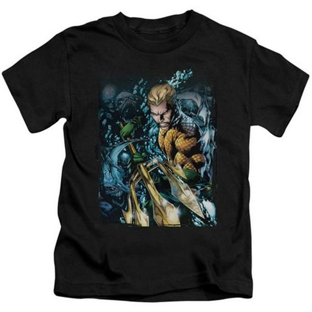 Jla-Aquaman No.1 - T-Shirt à Manches Courtes pour Jeunes 18-1 - Noir&44; Grand 7