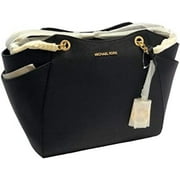 Michael Kors Jet Set Travel Large Top Zip Chain Tote Black Saffiano Leather
