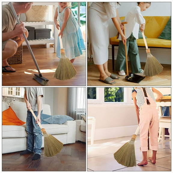 FONDOTIN Natural Hand Broom Corn Whisk Broom Multi Wood 1Set