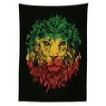 thumbnail image 3 of Ambesonne Rasta Tablecloth Rectangular Table Cover, Grunge Lion Head Portrait, 60"x84", Pale Green and Yellow, 3 of 4