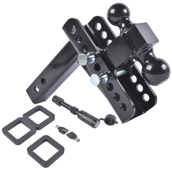 GELUOXI Adjustable Trailer Tow Hitch Fits 2 inch Receiver 6" Drop/Rise 2" & 2-5/16" Ball 20000 LBS
