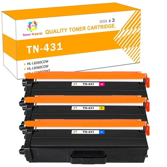 Toner H-Party 3-Pack Compatible Toner Cartridge for Brother TN-431C TN-431M TN-431Y HL-L8260CDW L8360CDW L8360CDWT, MFC-L8610CDW L8900CD Printer Ink Cyan, Magenta, Yellow