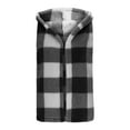 thumbnail image 5 of Womens Plaid Fuzzy Fleece Vest Hooded Sleeveless Sherpa Jacket Fall Winter Warm Fluffy Zip Up Coats Outerwear with Pockets, 5 of 5