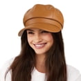 thumbnail image 2 of Minzimin Womens PU Leather Newsboy Cap 8 Panel Paperboy Newsie Cap Bakerboy Beret Cabbie Hat, 2 of 7