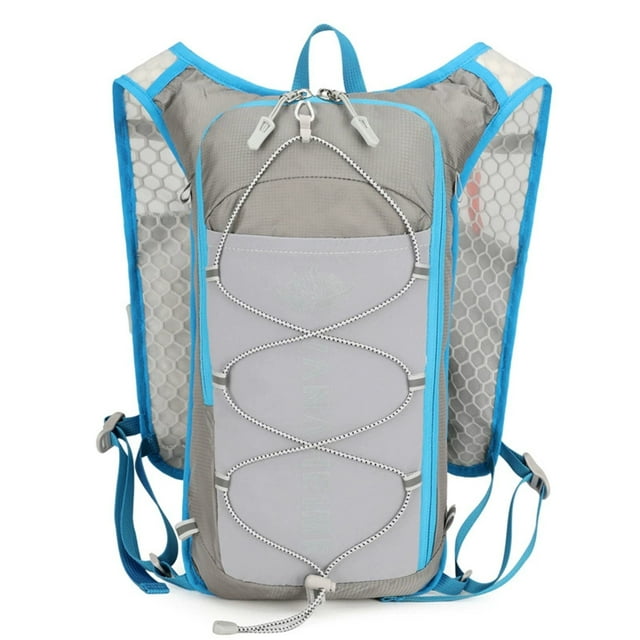 Lightweight Water-Resistant Nylon Sports Backpack with Reflective Strips - Foldable Design for Running, Cycling, Marathon & Outdoor Activities, Breathable Mesh Back, Multiple Storage Pockets, 180g