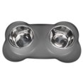 thumbnail image 3 of Cuenco Doble para Perros Ticfox Acero Inoxidable con Alfombrilla de Silicona Gris Grande, 3 of 14