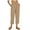 Summer pants-Khaki, variant on Women Cargo Pants Khaki Women's Cotton Linen Loose Pants Button Elastic Waist Casual Straight Tube Pants Capris Brown XL