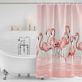 thumbnail image 2 of Pink Flamingo Shower Curtain Set - 48" x 72" Washable Bathtub Curtain with 12 Hooks, Valentine's Day Birds Lake Animals Waterproof Fabric Stall Shower Curtains for Bathroom/Bathtub Décor, 2 of 6