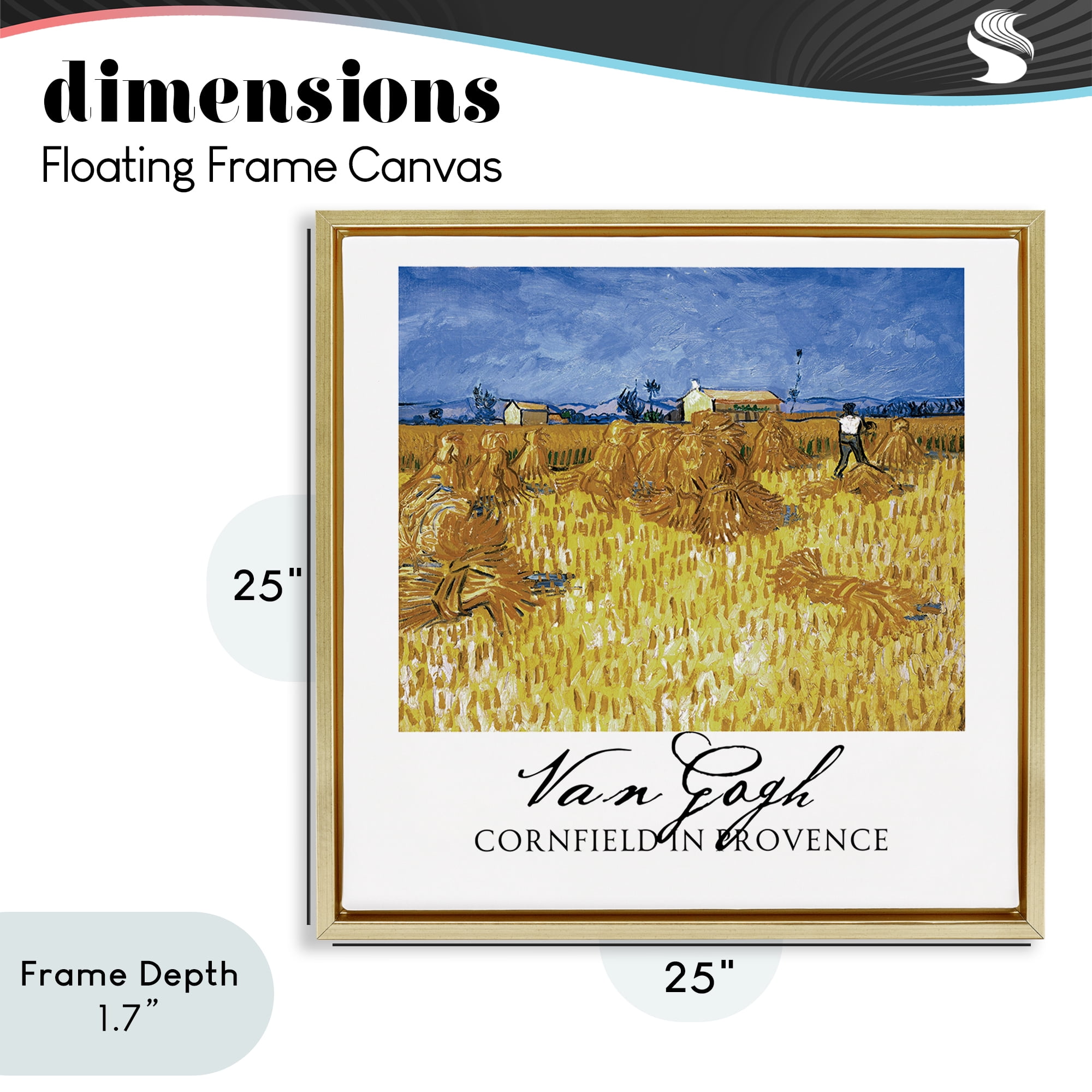Stupell Industries Van Gogh Cornfield Provence Gold Framed Floater Canvas Wall Art, design by Vintage Hustle
