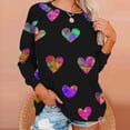 thumbnail image 6 of Jacenvly Pullover Sweaters for Women Round Neck Blouse Long Sleeve Shirt Soft Comfort Contrast Color Valentine'S Day Love Printing Loose Fitting Sweater Sweatshirts Black, 6 of 7