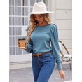 thumbnail image 3 of Zeagoo Womens Elegant Knitted Shirts Lightweight Round Neck Blouse Tops Long Puff Sleeve Pullover Sweater, 3 of 9