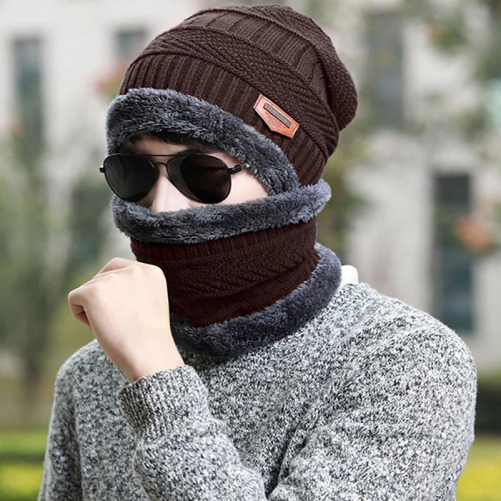 2pcs/Set Men Winter Warm Hat Beanie Cap 
