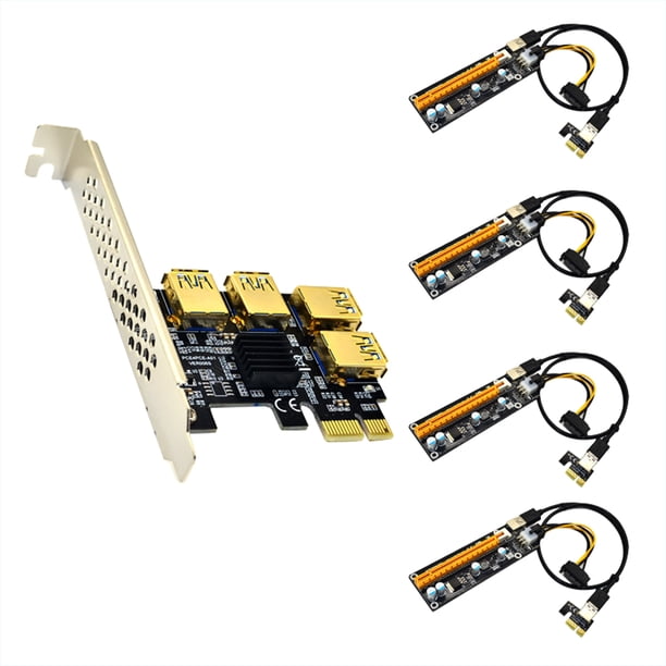 Tarjeta de expansión PCI-E Tarjeta vertical PCI-E Tarjeta adaptadora USB de 4 puertos Juego de tarjetas verticales 1 a 4, cable de expansión de 6 pines Inevent EL001409-01B