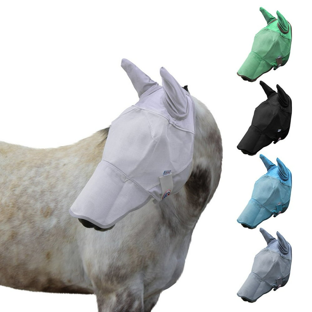Derby Originals UVBlocker Premium Reflective Horse Fly Mask with Ears and Nose Cover White