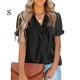 thumbnail image 4 of Qarigey Camisa de manga corta para mujer con cuello en V de verano de color sólido Tops Blusa Accesorios Ropa, zapatos y accesorios Miscelánea Negro S, 4 of 6