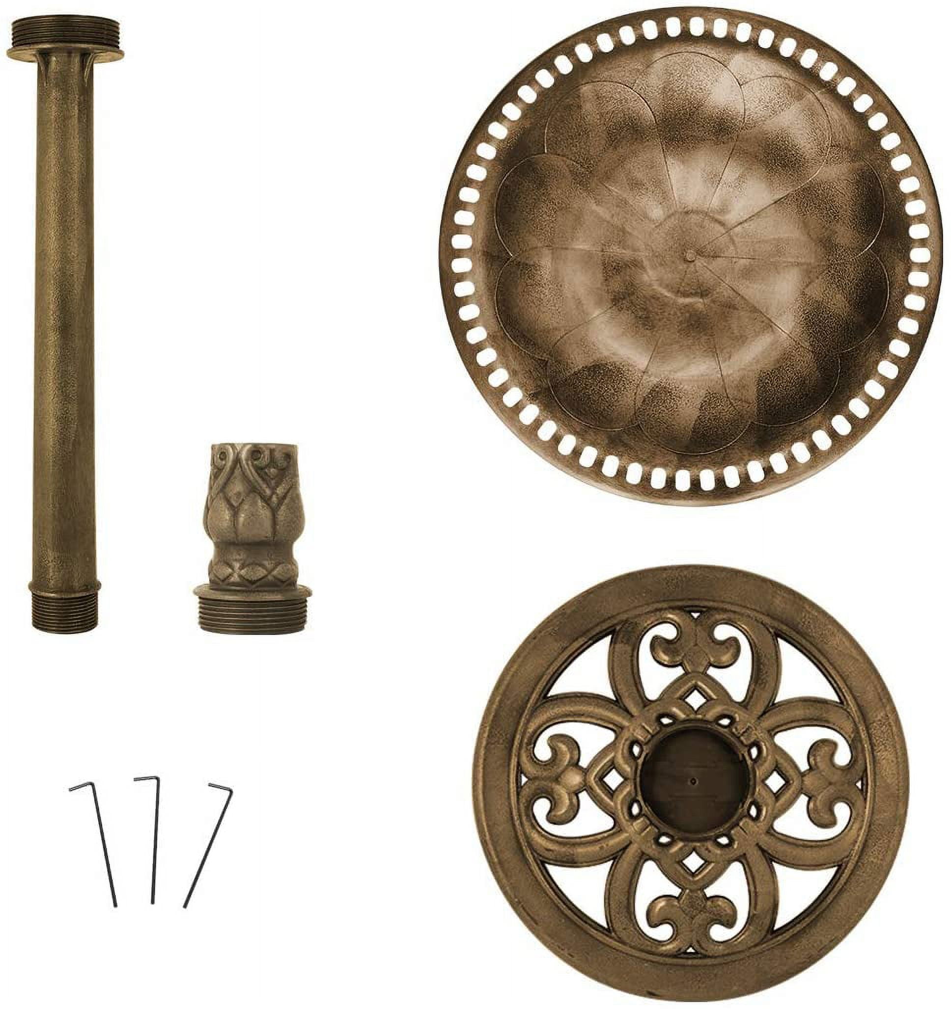 SPECSTAR Bird Bath, Polyresin Antique Outdoor Golden Garden Birdbath and Solar Powered Round Pond Fountain Combo Set