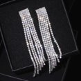 thumbnail image 2 of Pendientes largos con borlas de cristal y diamantes de imitación de color plateado para mujer, pendientes colgantes para novia, joyería de boda, 2 of 4