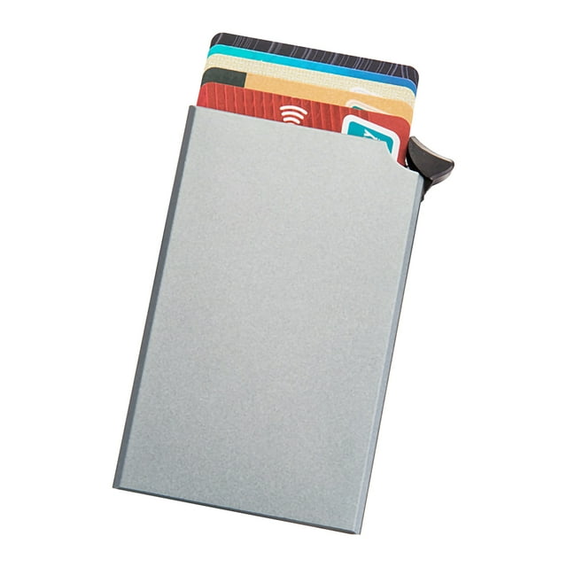 Wallet Card Holder Aluminum Alloy Card Case Protector RFID Blocking Snap Button Pop-Up Tab Credit