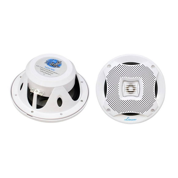 2) NEW LANZAR AQ5CXW 5.25" 400W 2-Way Marine Boat Speakers PAIR White 400 Watts