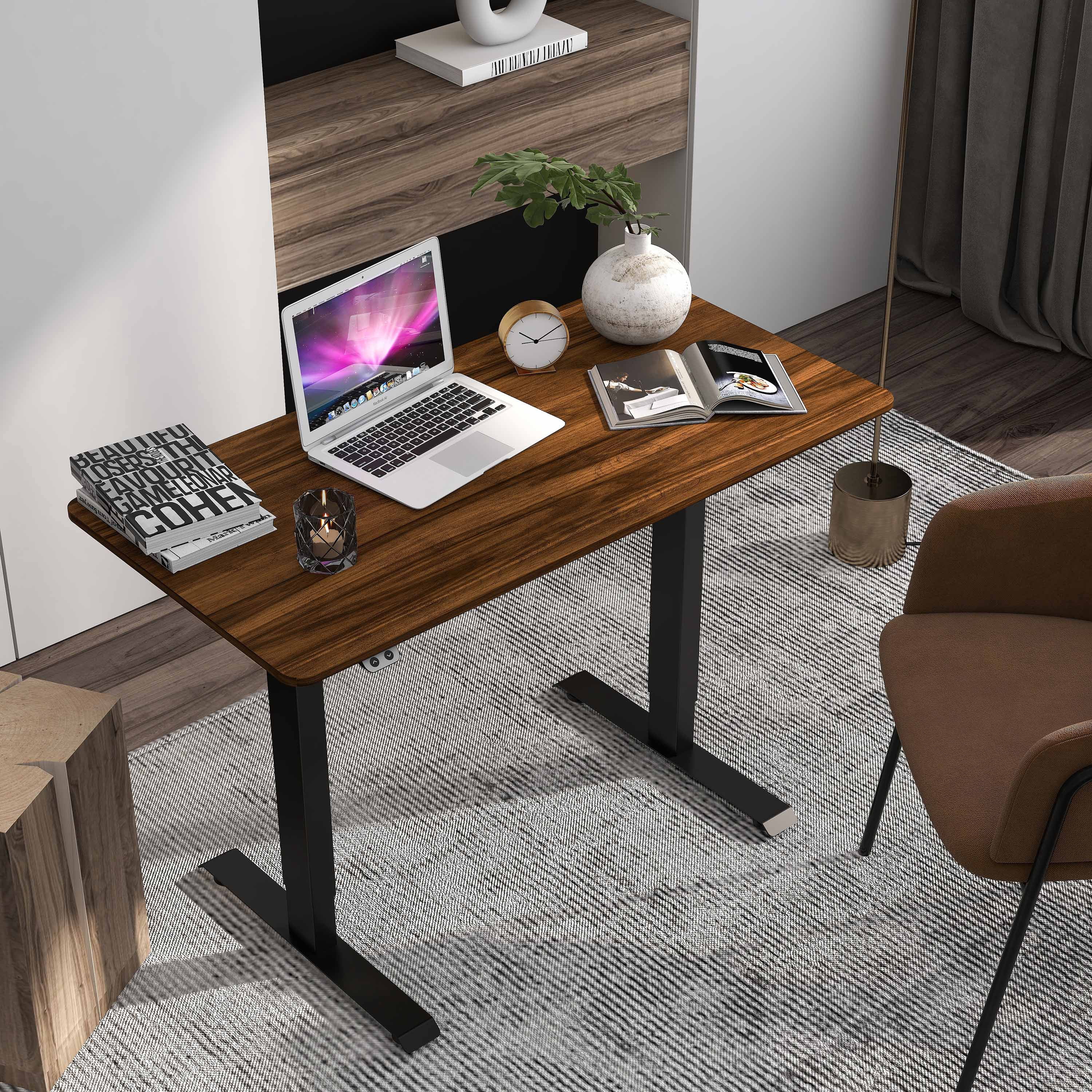 Furniture of America Trevo Metal Adjustable Office Desk, Dark Brown