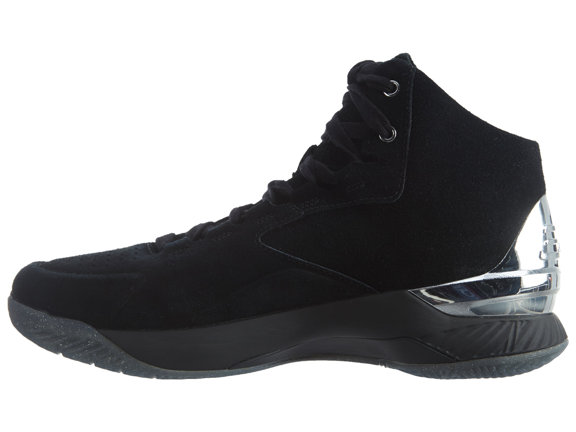 Mens Under Armour Curry 1 Lux Mid Suede Black Metallic Silver 